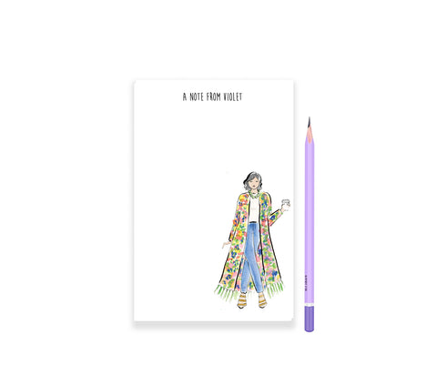 Floral Jacket Girl Personalized Notepad