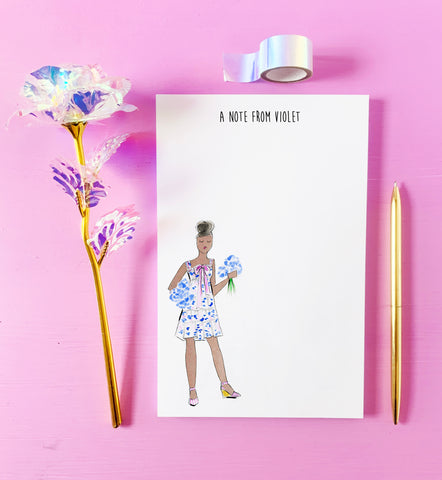 Blue Hydrangea Fashionista Personalized Notepad