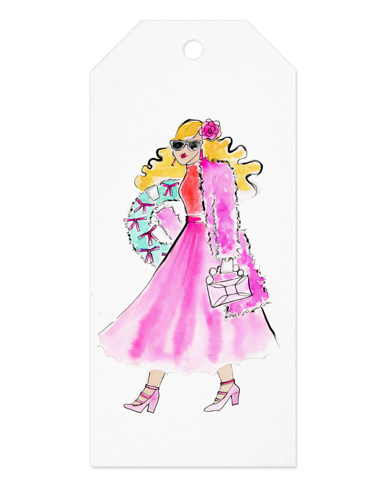 Carrying Bow Wreath Girl Gift Tag