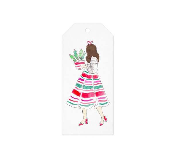 Christmas Cactus Girl Gift Tag