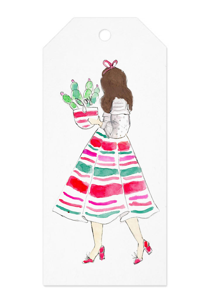 Christmas Cactus Girl Gift Tag