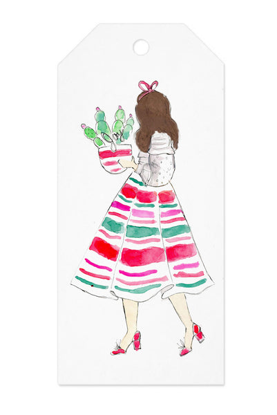 Christmas Cactus Girl Gift Tag