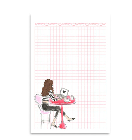 Cafe Girl Graph Notepad (Ready to Ship)