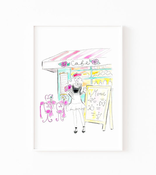 Cafe Menu Girl Art Print