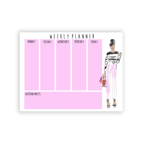 Casual Pink Pants Girl Weekly Planner