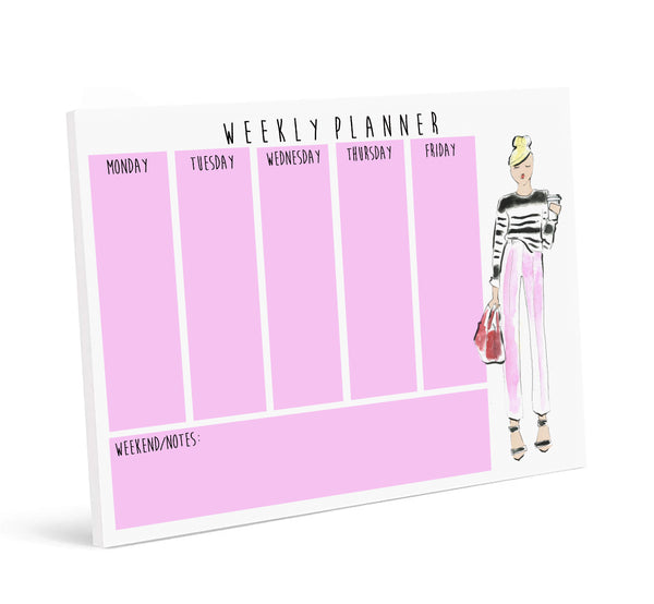 Casual Pink Pants Girl Weekly Planner