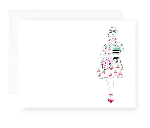 Cherry Garden Girl Note Card Set {Ready to Ship}
