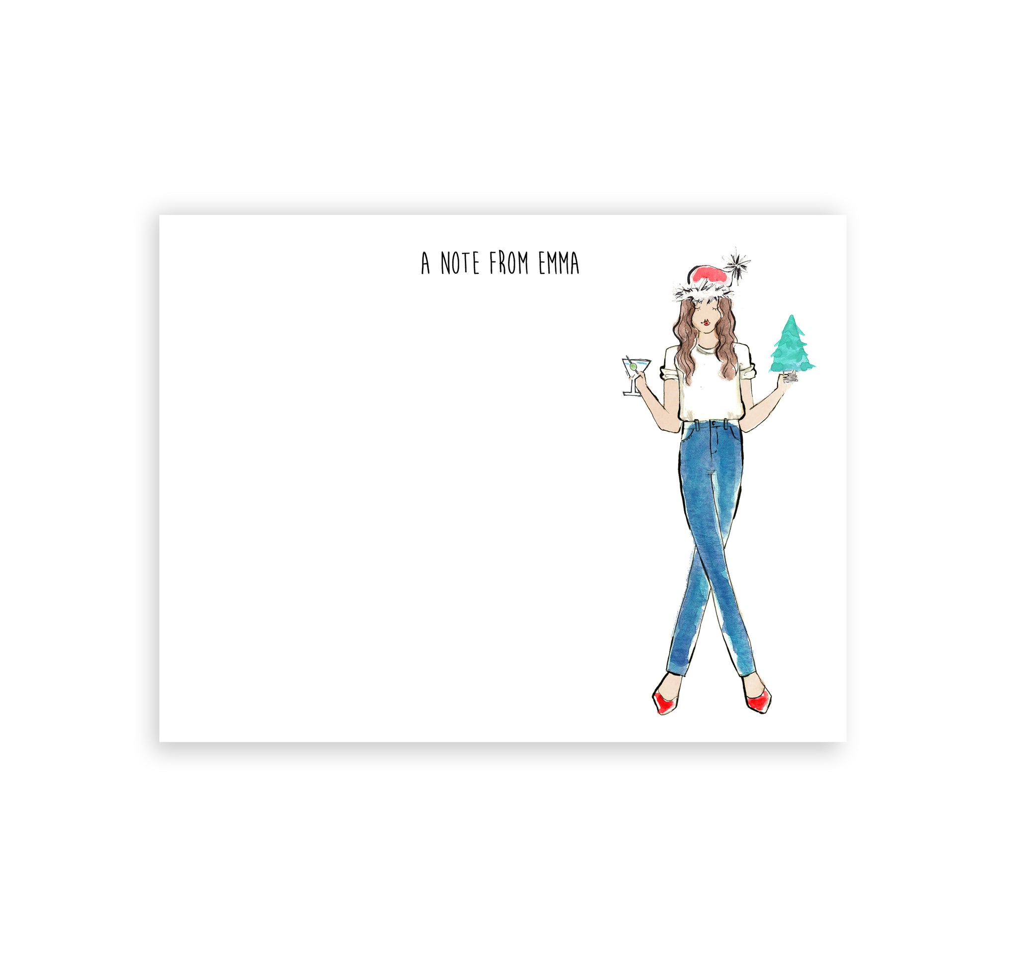 Christmas Martini Girl Personalized Stationery