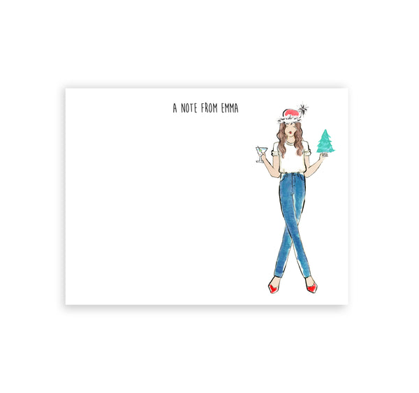 Christmas Martini Girl Personalized Stationery
