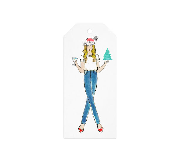 Christmas Martini Girl Gift Tag
