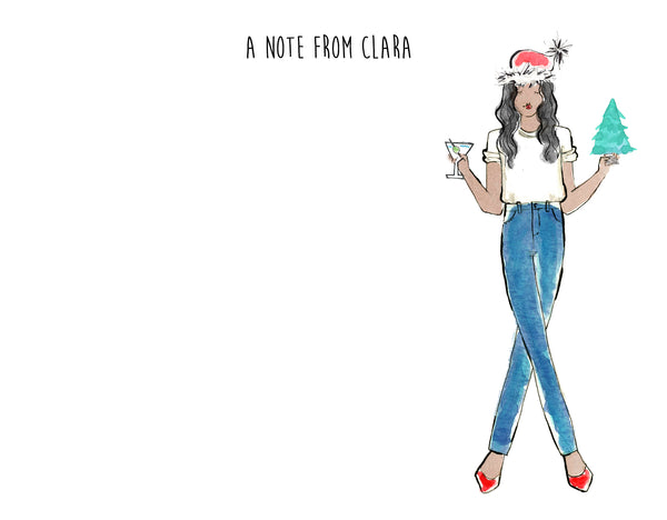 Christmas Martini Girl Personalized Stationery