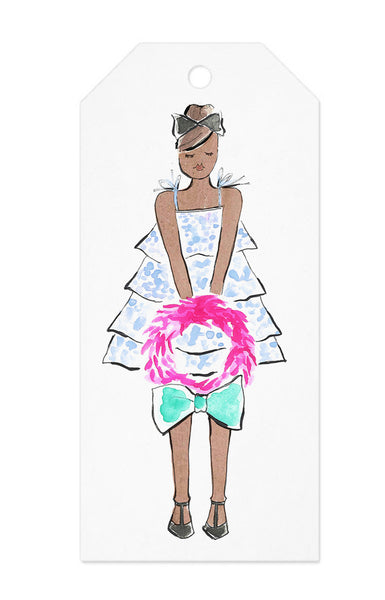 Christmas Wreath Girl Gift Tag