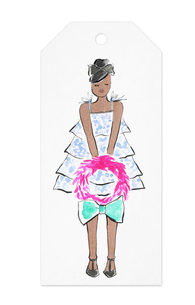 Christmas Wreath Girl Gift Tag