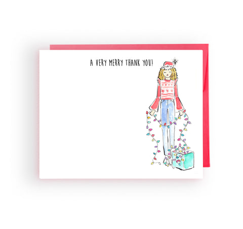 Christmas Lights Note Card Set (Ready To Ship)
