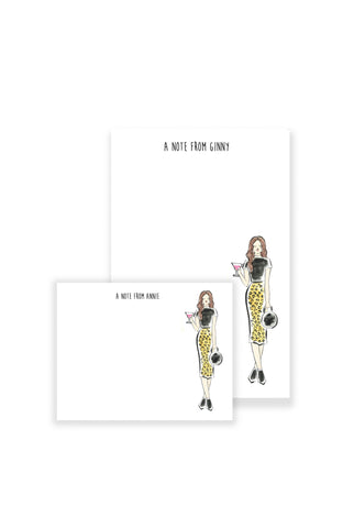 Cosmo + Leopard Skirt Girl Personalized Stationery Desk Set