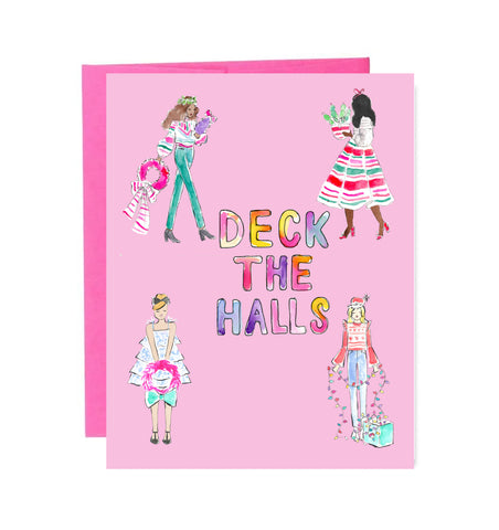 Deck the Halls Girls Holiday Card (Ready to Ship)