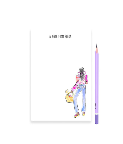 Denim + Bow Fashionista Girl Personalized Notepad