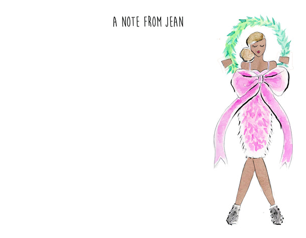 Wreath + Bow Girl Personalized Stationery