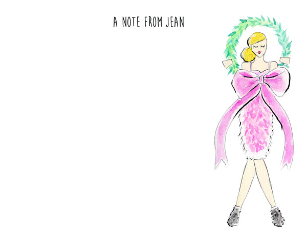 Wreath + Bow Girl Personalized Stationery