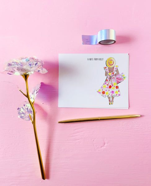 Sunny Garden Girl Personalized Stationery Desk Set