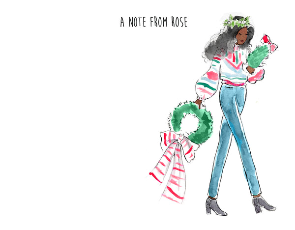 Traditional Christmas Decorating Girl Personalized Stationery