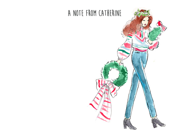 Traditional Christmas Decorating Girl Personalized Stationery