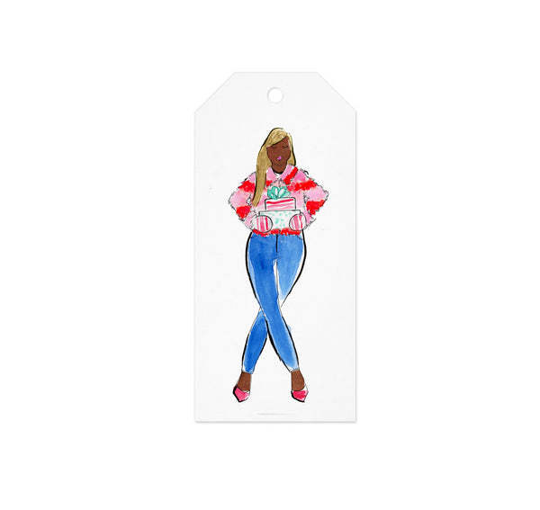 Holiday Presents Girl Gift Tag