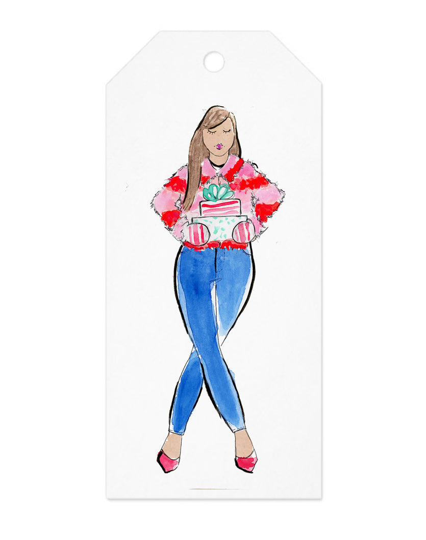 Holiday Presents Girl Gift Tag