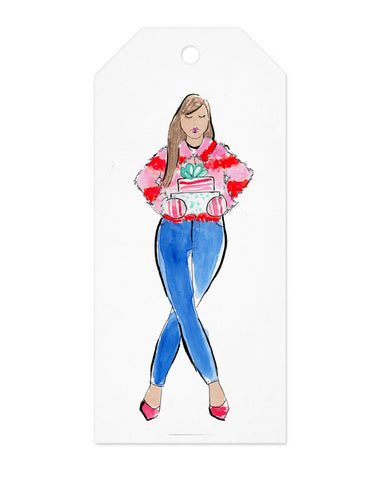 Holiday Presents Girl Gift Tag