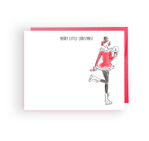Pre-order Holiday Cards - Merry Little Christmas Ice Skating Girl