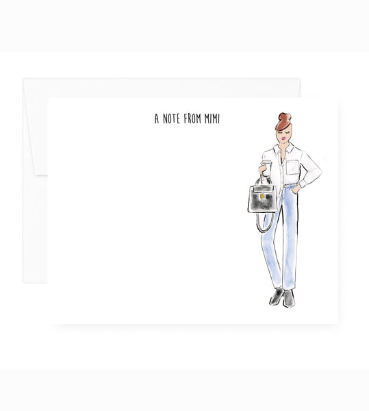Jeans and White Tee Girl Personalized Stationery
