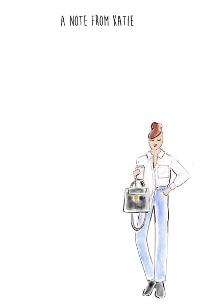Jeans and White Tee Girl Personalized Notepad