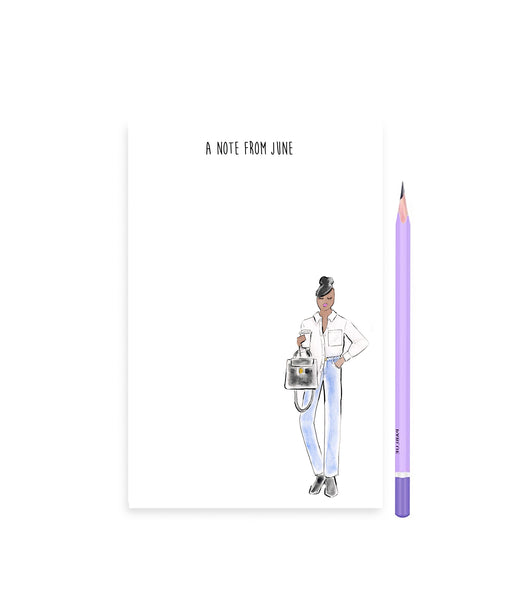 Jeans and White Tee Girl Personalized Notepad