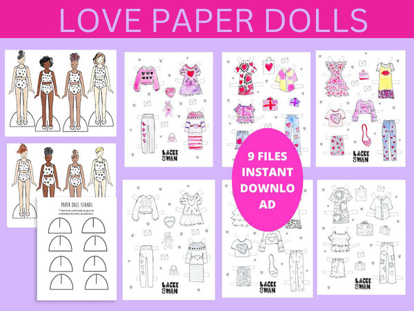LOVE Printable Paper Dolls | Digital Download