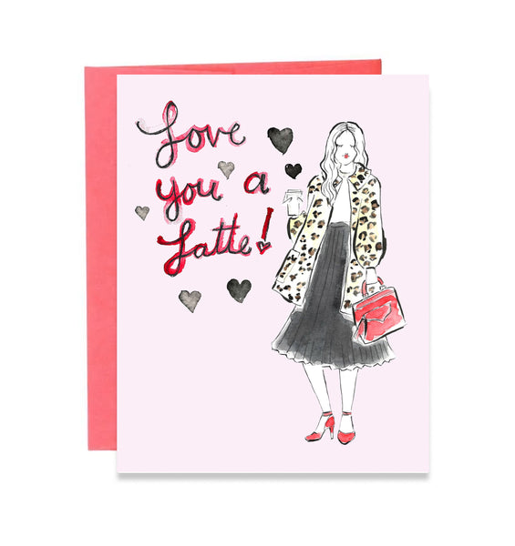 Love You Latte Happy Valentine's Day Girl Card