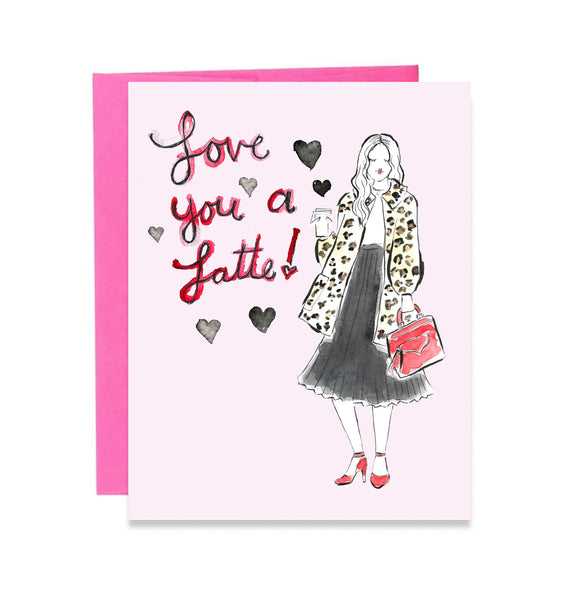 Love You Latte Happy Valentine's Day Girl Card