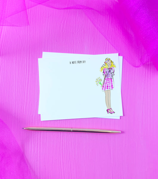 Pink Gingham Fashionista Personalized Stationery Set