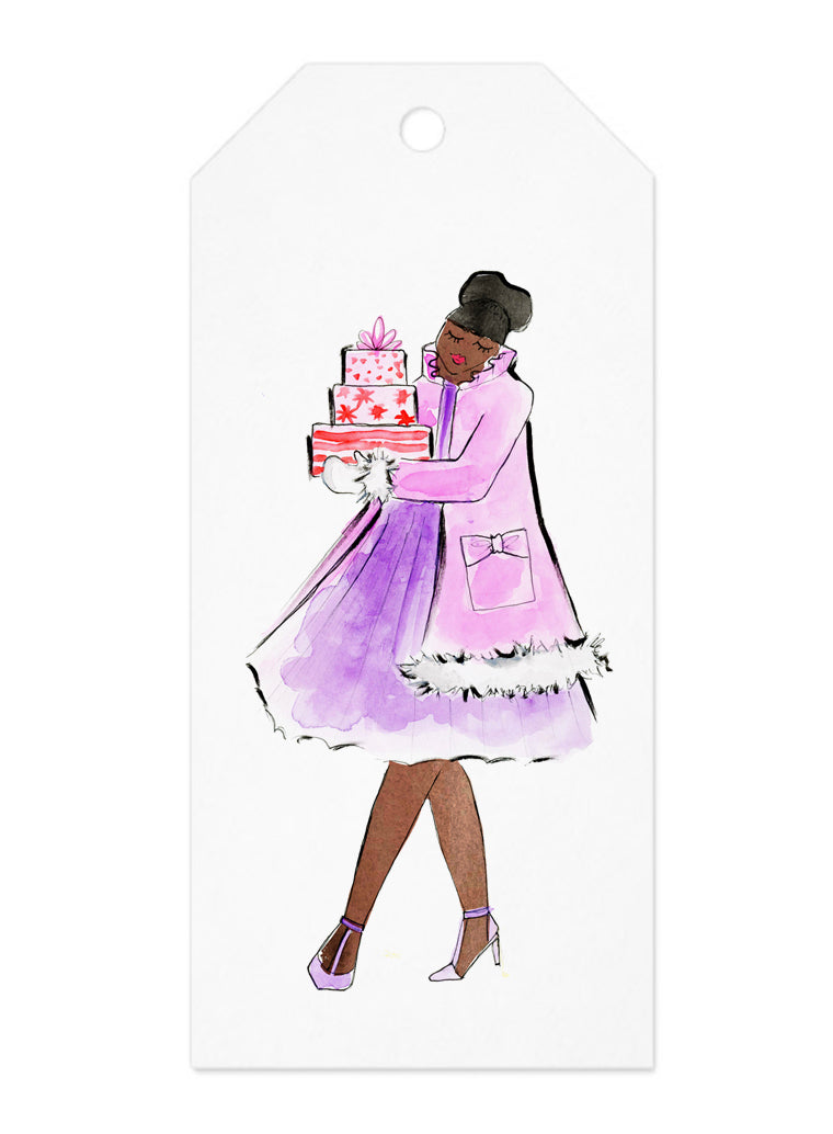 Pink +Purple Holiday Girl Gift Tag