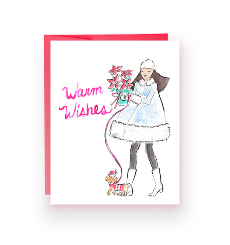 Warm Wishes Poinsetta Holiday Card (Ready to Ship)