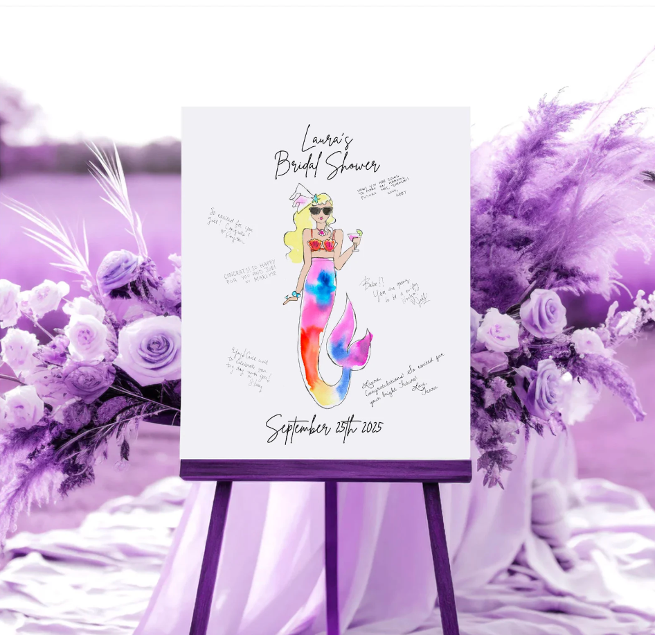 Mermaid Bridal Shower Welcome Sign | Bridal Shower Guest Book Alternative