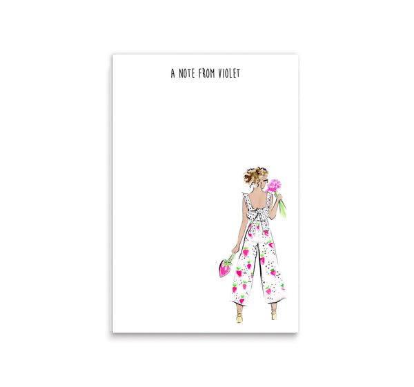 Strawberry Jumpsuit Fashionista Personalized Notepad