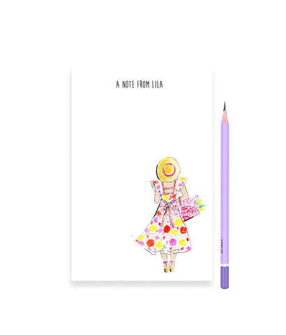 Sunny Garden Girl Personalized Notepad