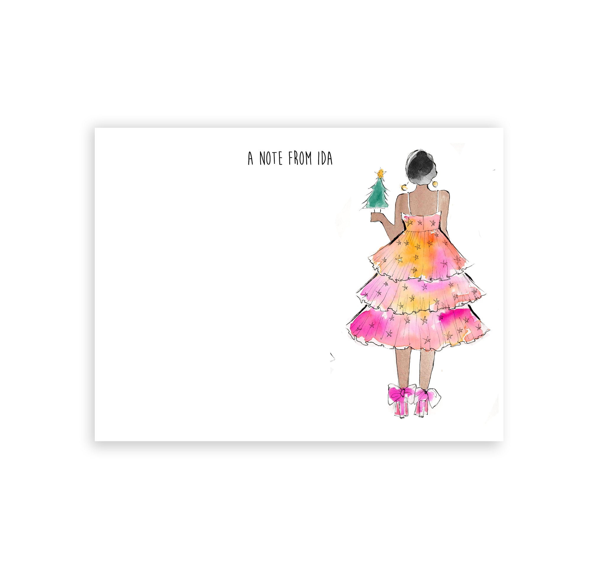 Twinkle Holiday Dress Girl Personalized Stationery