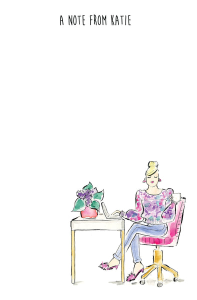 Fancy Desk Girl Personalized Notepad