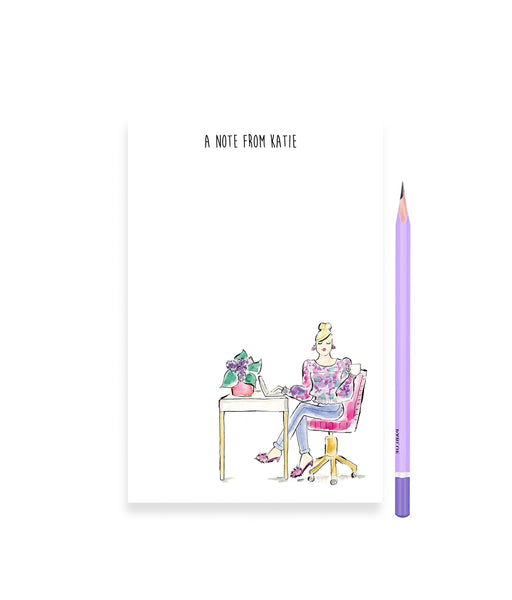 Fancy Desk Girl Personalized Notepad