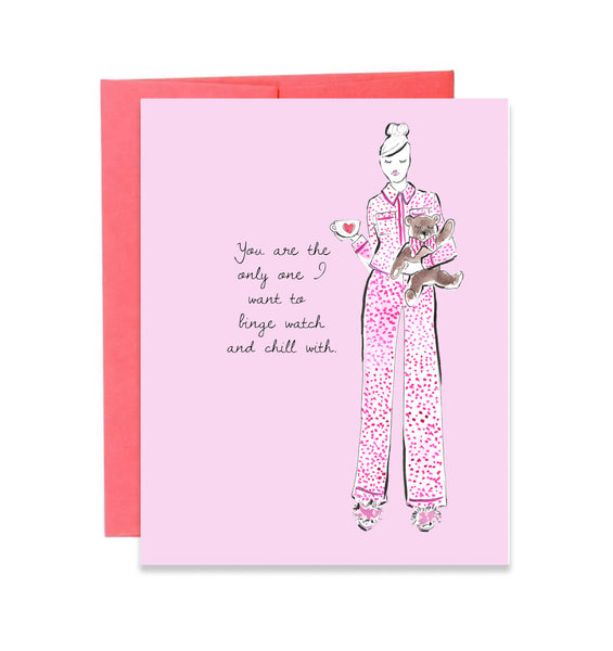 Binge Watch and Chill With Happy Valentine's Day Girl Card