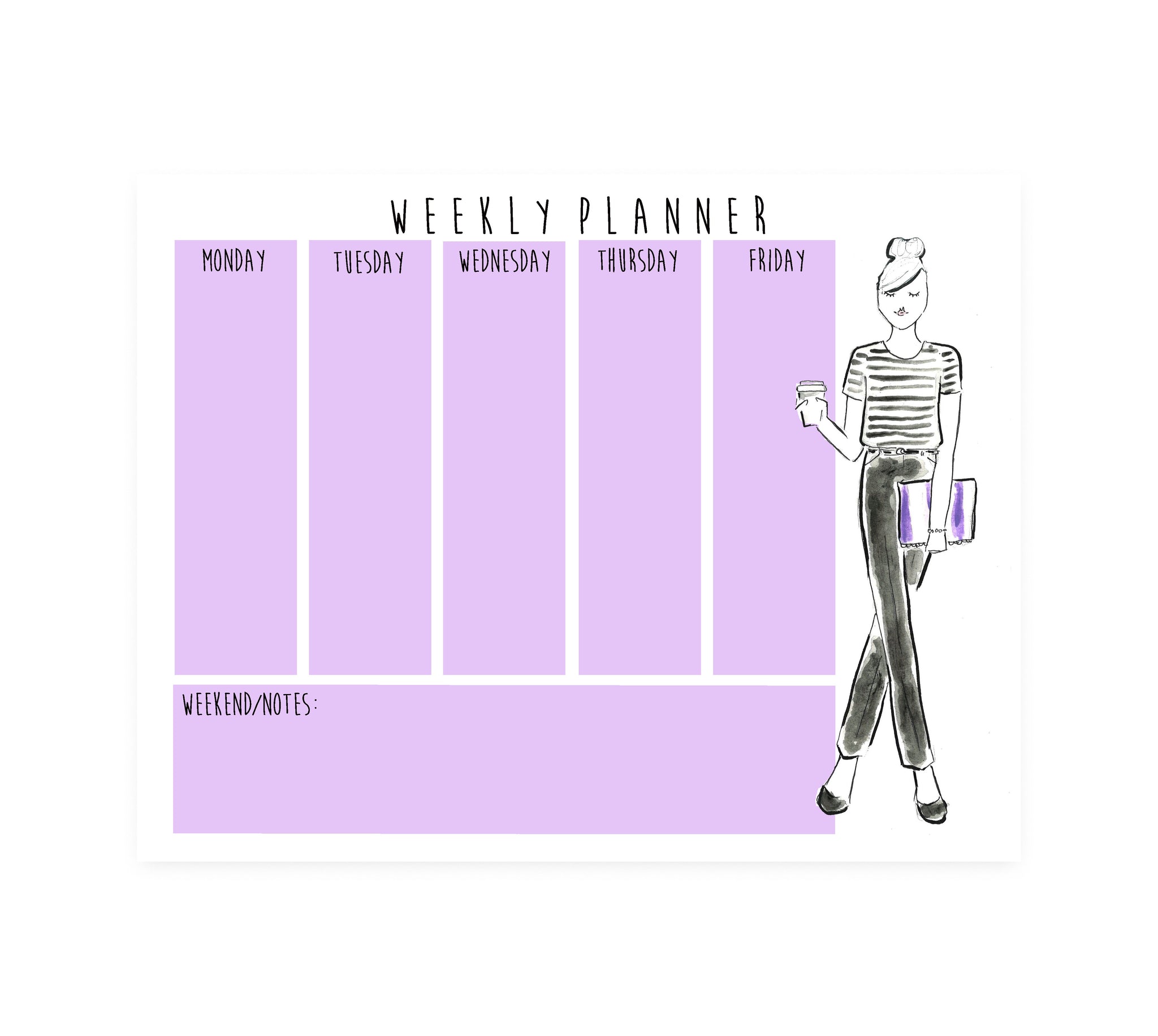 Weekly Planner | Black + White Tee ( Ready to Ship)