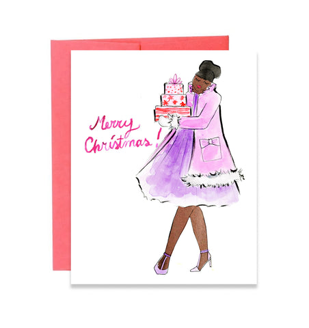 Carrying Present Christmas Card (Ready to Ship)