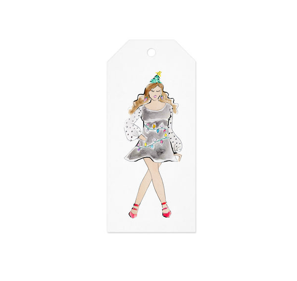 Christmas Tree Girl Gift Tag