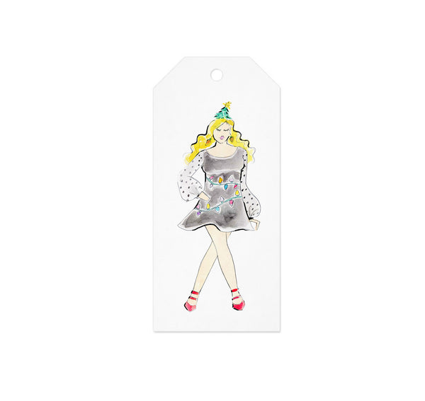Christmas Tree Girl Gift Tag